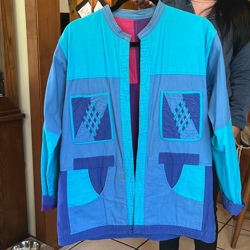 Vintage Color block Reversible blazer
￼